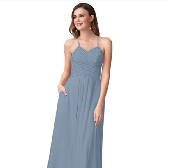 Azazie Cecelia Bridesmaid Dress in Dusty Blue - Picture 1 of 9
